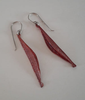 Earrings Fold Formed Copper Pods. Not for sale.