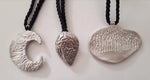 Exhibition Necklaces, silver, stone and wood