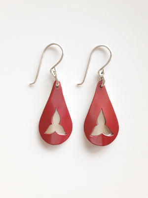 Element Earrings, red copper drops