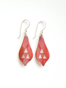 Element Earrings, red copper drops