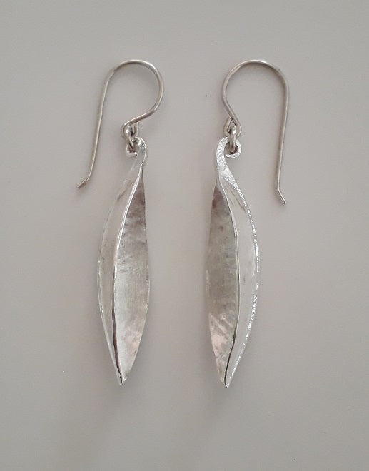 Earrings Fold Formed Silver Pods