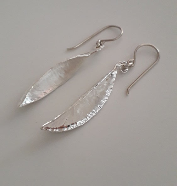 Earrings Fold Formed Silver Pods