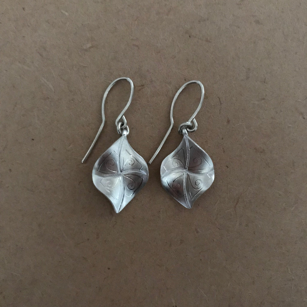 Mini Leaf Silver Earrings